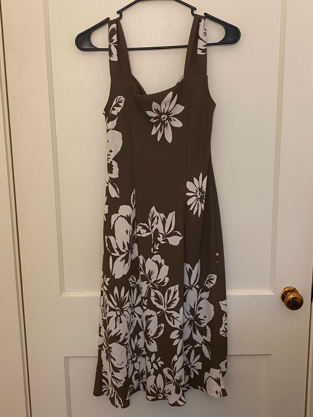 S.L. Fashions Brown Midi Dress with White Floral Print - Picture 2 of 6